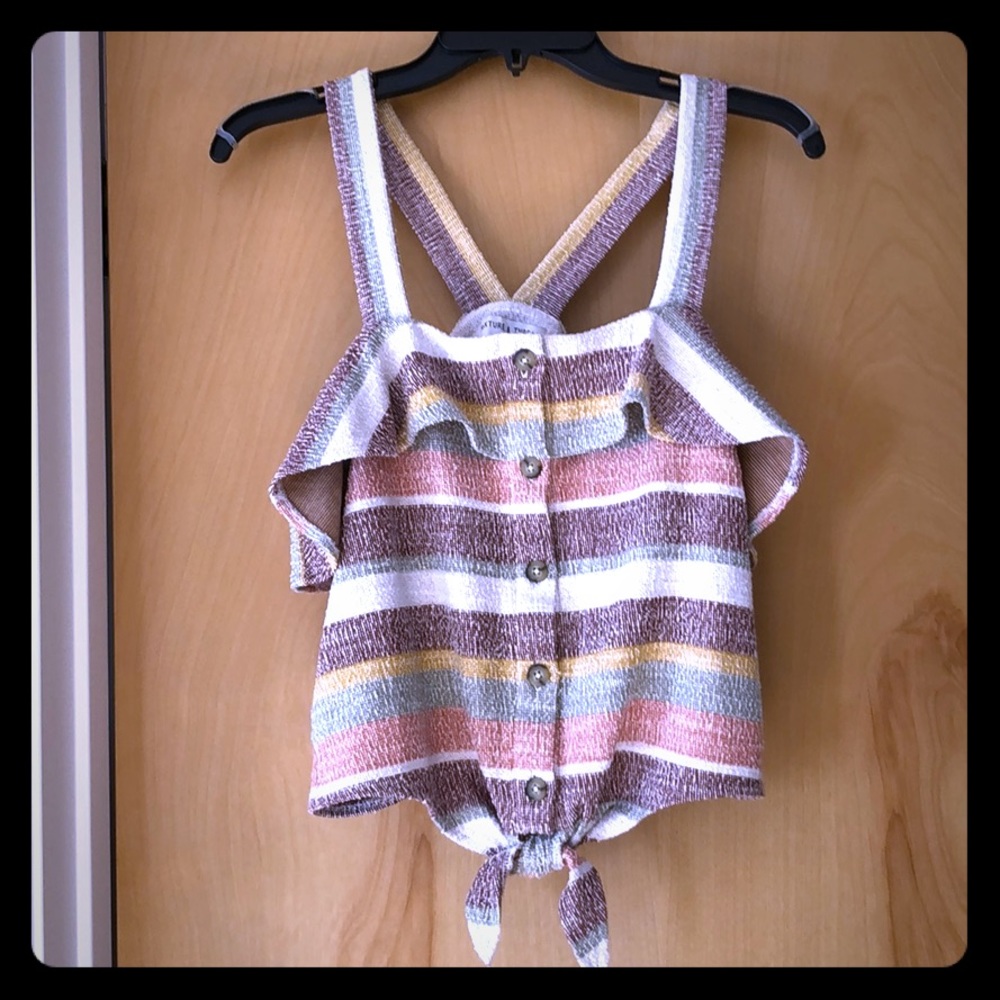 NWT Madewell Texture & Thread Ruffle Tie-Front Tank Stripe